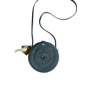 Collection 18 Rattan Black Woven Round Bag